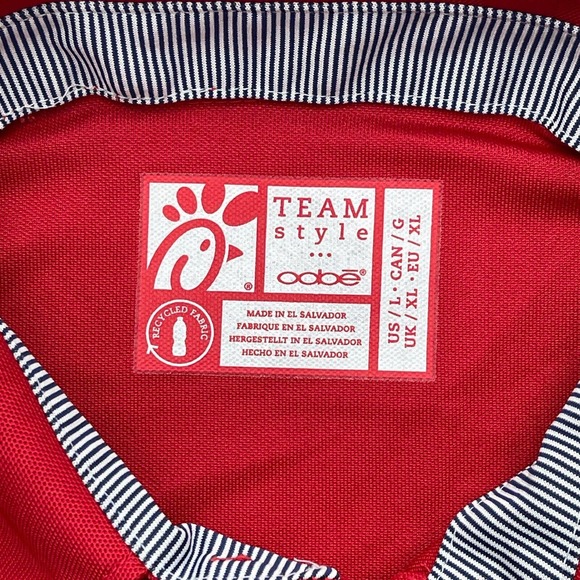 Chic Fil A Polo Shirt Mens Large Red Short Sleeves Work Uniform Team Style Oobe - Picture 7 of 10